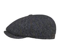 Stetson Coppola Hatteras Herringbone Stripe Uomo - Made in The EU Cappellino Lana Berretto Newsboy con Visiera, Fodera Autunno/Inverno Inverno - XXL (62-63 cm) Blu Scuro
