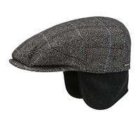 Stetson Kent Copriorecchie Coppola Uomo - con Motivo a Spina di Pesce - Berretto con Visiera Autunno/Inverno Grigio-Nero L (58-59 cm)