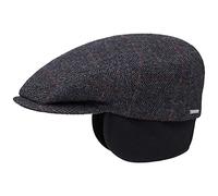 Stetson Kent Copriorecchie Coppola Uomo - con Motivo a Spina di Pesce - Berretto con Visiera Autunno/Inverno Antracite 59 cm