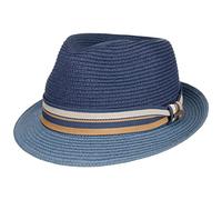 Stetson Licano Toyo Trilby Cappello di Paglia da Uomo - 100% Paglia Toyo - con Fattore di Protezione UV 40+ - con Fascia in Gros-Grain - Tesa (ca. 4,5 cm) - Primavera/Estate Blu XXL (62-63 cm)
