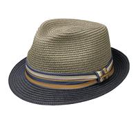Stetson Licano Toyo Trilby Cappello di Paglia da Uomo - 100% Paglia Toyo - con Fattore di Protezione UV 40+ - con Fascia in Gros-Grain - Tesa (ca. 4,5 cm) - Primavera/Estate Blu Scuro XXL (62-63 cm)