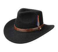 Stetson Oklahoma Cappello Western Feltro di Lana Uomo - 100% Feltro Idrorepellente (Asahi Guard) - Traveller Ultraleggero e malleabile, con Fodera e Fascia in Pelle - Estate/Inverno Nero M (56-57 cm)