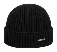 Stetson Parkman Berretto in Maglia Unisex - Berretto Invernale in 100% Lana Merino - con Risvolto Made in The EU - Taglia Unica 54-62 cm - Autunno/Inverno - Berretto a Coste Nero Taglia Unica