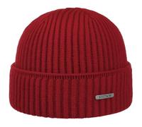 Stetson Parkman Berretto in Maglia Unisex - Berretto Invernale in 100% Lana Merino - con Risvolto Made in The EU - Taglia Unica 54-62 cm - Autunno/Inverno - Berretto a Coste Rosso Taglia Unica