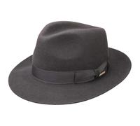 Stetson Cappello Bogart Penn Donna/Uomo - Made in The EU Feltro di Pelo Falda arricciata con Fodera, Nastro Grosgrain Estate/Inverno Primavera Estate Autunno Inverno - 61 cm Nero
