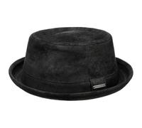 Stetson Pennsylvania Pigskin Pork Pie in Pelle da Uomo - Cappello in Pelle suina - Pork Pie Foderato - Fedora in Used Look Estate/Inverno - Cappello Robusto Nero S (54-55 cm)