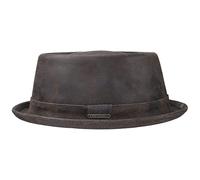 Stetson Pennsylvania Pork Pie Cappello in Pelle Suina Uomo Foderato Fedora Used Look Estate Inverno