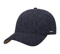 Stetson Plano Wool cap Uomo - Cappellino da Baseball sottovisiera in Pelle - Cappellino Maschile Spina di Pesce - con Fodera in Cotone - Autunno/Inverno Nero-Blu M (56-57 cm)
