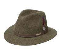 Stetson Powell Traveller Cappello Donna/Uomo - Made in The EU Feltro di Lana da Uomo Outdoor con Fascia Pelle Estate/Inverno - L (58-59 cm) Verde Oliva-mélange