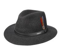 Stetson Powell Traveller Cappello Uomo - Made in The EU Feltro di Lana da Outdoor con Fascia Pelle Estate/Inverno - L (58-59 cm) Antracite