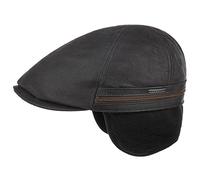 Stetson Redding cap con Paraorecchie Uomo - Berretto in Pelle Gatsby Protezione nuca Visiera, paraorecchie, Fodera Inverno Autunno/Inverno - L (58-59 cm) Nero