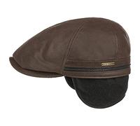 Stetson Redding cap con Paraorecchie Uomo - Berretto in Pelle Gatsby Protezione nuca Visiera, paraorecchie, Fodera Inverno Autunno/Inverno - L (58-59 cm) Marrone Scuro