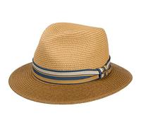 Stetson Romaro Toyo Traveller Cappello di Paglia da Uomo - in Viscosa - Protezione UV 40+ - Tesa Larga - con Nastro Decorativo in Gros-Grain a Righe - Primavera/Estate Marrone M (56-57 cm)