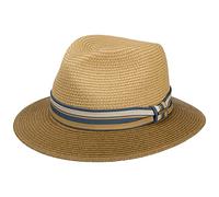Stetson Romaro Toyo Traveller Cappello di Paglia da Uomo - in Viscosa - Protezione UV 40+ - Tesa Larga - con Nastro Decorativo in Gros-Grain a Righe - Primavera/Estate Marrone XL (60-61 cm)