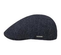 Stetson Coppola Texas Wool Herringbone Uomo - Made in The EU Cappello Invernale Berretto Piatto Cappellino Lana con Visiera, Fodera Autunno/Inverno - XXL (62-63 cm) Nero-Blu