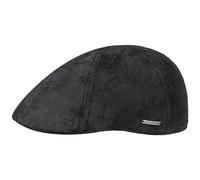 Stetson Texas Coppola in Pelle da Uomo - Cappello Piatto in Stile Gatsby - Berretto con Fodera - Berretto in Pelle Estate/Inverno - Nero L (58-59 cm)