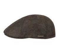 Stetson Texas Coppola in Pelle da Uomo - Cappello Piatto in Stile Gatsby - Berretto con Fodera - Berretto in Pelle Estate/Inverno - Marrone Scuro XXL (62-63 cm)