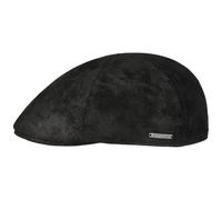 Stetson Texas Coppola in Pelle da Uomo - Cappello Piatto in Stile Gatsby - Berretto con Fodera - Berretto in Pelle Estate/Inverno - Nero XXL (62-63 cm)