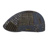 Stetson Coppola Texas Wool Mix Patchwork Uomo - Made in The EU Cappello Piatto con Visiera, Fodera Inverno Autunno/Inverno - M (56-57 cm) Marrone-Blu