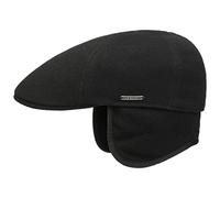 Stetson Texas Wool Coppola Paraorecchie Uomo - Cappellino in Lana Cappello Piatto con Visiera, paraorecchie, Fodera, Fodera Inverno Autunno/Inverno - XL (60-61 cm) Nero