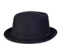 Stetson Wool Pork Pie Unisex - Pork Pie in Feltro di Lana Made in Italy - Cappello da Uomo in Lana Vergine e Fodera in Cotone - Fedora Autunno/Inverno - Cappello Invernale Blu Scuro 61 cm