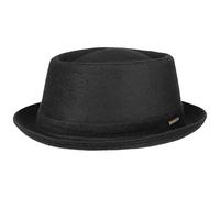 Stetson Wool Pork Pie Unisex - Pork Pie in Feltro di Lana Made in Italy - Cappello da Uomo in Lana Vergine e Fodera in Cotone - Fedora Autunno/Inverno - Cappello Invernale Nero 59 cm