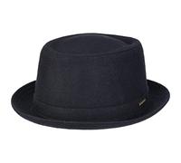 Stetson Wool Pork Pie Unisex - Pork Pie in Feltro di Lana Made in Italy - Cappello da Uomo in Lana Vergine e Fodera in Cotone - Fedora Autunno/Inverno - Cappello Invernale Blu Scuro 62 cm