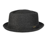 Stetson Wool Pork Pie Unisex - Pork Pie in Feltro di Lana Made in Italy - Cappello da Uomo in Lana Vergine e Fodera in Cotone - Fedora Autunno/Inverno - Cappello Invernale Antracite 61 cm