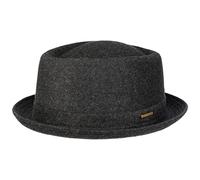 Stetson Wool Pork Pie Unisex - Pork Pie in Feltro di Lana Made in Italy - Cappello da Uomo in Lana Vergine e Fodera in Cotone - Fedora Autunno/Inverno - Cappello Invernale Antracite 62 cm