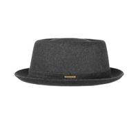 Stetson Wool Pork Pie Unisex - Pork Pie in Feltro di Lana Made in Italy - Cappello da Uomo in Lana Vergine e Fodera in Cotone - Fedora Autunno/Inverno - Cappello Invernale Antracite 60 cm
