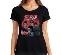 Steve Harrington Stranger Serienfan Regalo Babysitter Hawkins, maglietta da donna, Nero , S