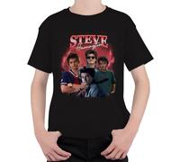 Steve Harrington Stranger Serienfan Regalo Babysitter Hawkins Unisex Bambini T-Shirt, Nero , 116
