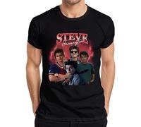 Steve Harrington T-shirt per fan delle serie Stranger Things Babysitter Hawkins da uomo, Nero , M