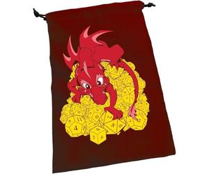 Steve Jackson Games | Dice Dragon Dice Bag Red | Large Drawstring Bag with Custom Dice | Includes 2 custom 16mm d6 dice | Holds Over 100 Dice Gamers and Collectors