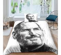 Steve Jobs 3 Pezzi 3D Stampa Digitale iGod Copripiumino Set Copripiumino Microfibra Morbido Set Di Biancheria Da Letto E Federe Con Cerniera Per Bambini Single（135x200cm）