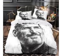 Steve Jobs Copripiumino Set Copripiumino 3 Pezzi 3D Stampa Digitale iGod Set Di Biancheria Da Letto Con Cerniera E Federe Microfibra Morbido Per Bambini Single（140x200cm）
