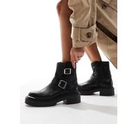 Steve Madden - Choice - Stivaletti neri in pelle con fibbie-Nero 42