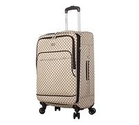 Steve Madden Designer Bagagli Collection - Valigia leggera espandibile Softside da 61 cm - Borsa a quadretti con 4 ruote girevoli di medie dimensioni (marrone nobile/marrone chiaro, 61 cm), Marrone nobile/Tan, 24in, Valigia Softside espandibile