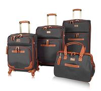 Steve Madden Designer Luggage Collection - Set di 4 valigie morbide espandibili e leggere - Il set da viaggio include una borsa tote da 50,8 cm, bagaglio a mano da 61 cm e 71,1 cm, Nero, Taglia