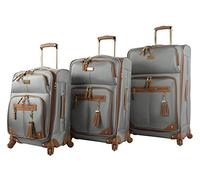 Steve Madden Designer Luggage Collection - Set di valigie da viaggio Softside espandibili leggere - Il set da viaggio include valigie a quadretti da 50,8 cm, 61 cm e 71,1 cm, Harlo Grigio, Taglia