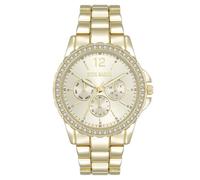 Steve Madden Orologio da donna con cinturino in vero cristallo, Champagne/Oro