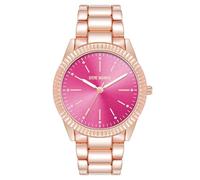 Steve Madden Orologio da donna con cinturino in vero cristallo, Rosa shocking/Oro rosa