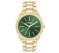 Steve Madden Orologio da donna con cinturino in vero cristallo, Verde/Oro