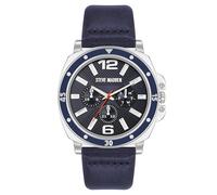 Steve Madden Orologio da uomo con cinturino, Argento/Blu navy
