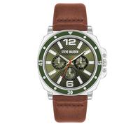 Steve Madden Orologio da uomo con cinturino, Argento/Verde