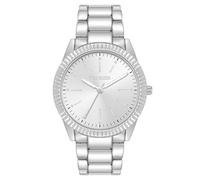 Steve Madden Orologio da donna con cinturino in vero cristallo, Argento