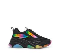 Steve Madden Possession Black Lace Up Boyfriend Chunky Platform Sneakers (5.5, Black)