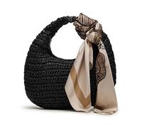 Steve Madden Straw Borsa Hobo Daenrys in Paglia Donna, Nero, Taglia Unica