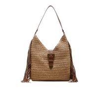 Steve Madden Straw Fringe, Hobo Coltie Paglia W/Frange Donna, Cognac, Taglia Unica