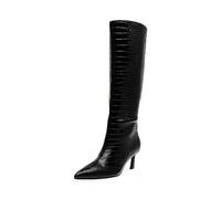 Steve Madden Women's Lavan Knee High Boot, Black Croco, 8.5
